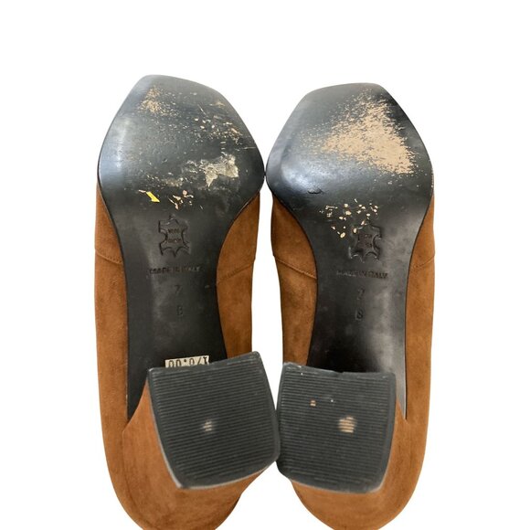 Versani Women's Size 7 Brown Suede Block Heel pumps Made In Italy - Picture 6 of 7